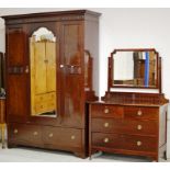 LARGE MAHOGANY WARDROBE WITH MIRRORED DOOR & MAHOGANY DRESSING TABLE