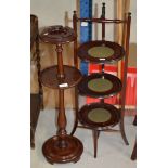 MAHOGANY 3 TIER SMOKERS STAND & MAHOGANY 3 TIER FOLDING CAKE STAND