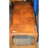 TEAK TILE TOP COFFEE TABLE