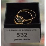 2 9KT GOLD DIAMOND & EMERALD SET RINGS APPROX. WEIGHT: 2 GRAMS