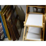 FOLDING TROLLEY & VARIOUS FRAMED PICTURES