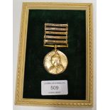 A GILDED BOER WAR QUEENS SOUTH AFRICA MEDAL MOUNTED ON A FRAME, AWARDED TO 29996 PTE J ROBERTSON IMP