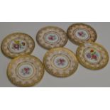 SET OF 6 PARAGON HAND PAINTED CABINET PLATES DECORATED WITH SUMMER FLOWERS