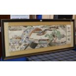 LARGE 21¾" X 60½" CONTEMPORARY FRAMED CHINESE TAPESTRY DISPLAY ON SILK