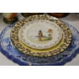 PAIR OF DECORATIVE JARS, LARGE DOULTON CHARGER, DOULTON DISH & LARGE DELFT STYLE TRAY