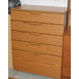 TEAK FINISHED 5 DRAWER CHEST