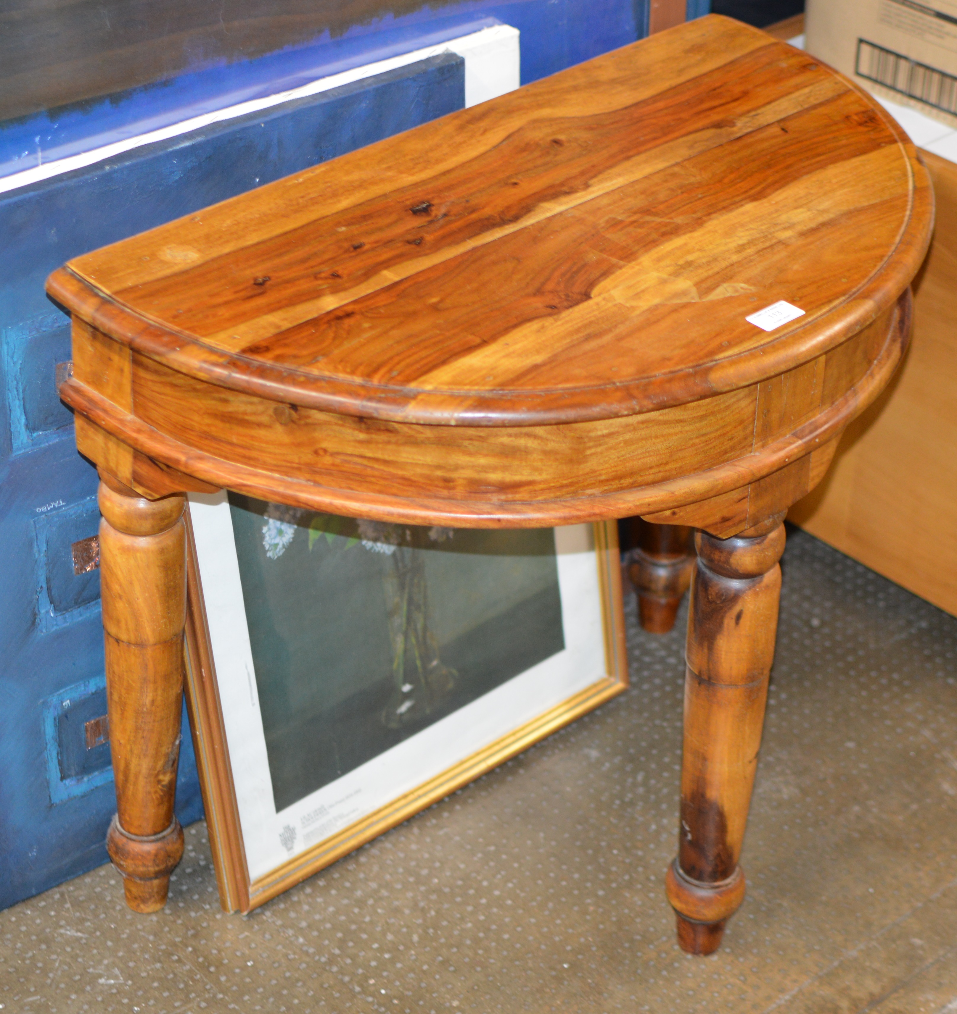 RUSTIC STYLE HALF MOON OCCASIONAL TABLE