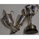 3 VARIOUS STERLING SILVER TROPHIES - APPROXIMATE WEIGHT = 2.56KG