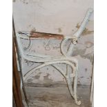 SET OF PAINTED IRON BENCH ENDS