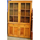 54" GOLDEN OAK 4 DOOR BOOKCASE WITH 2 DRAWERS