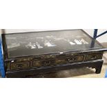 55" LACQUERED 3 DRAWER CHINESE COFFEE TABLE WITH GLASS PRESERVE