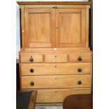 VICTORIAN PINE DOUBLE DOOR PRESS ON CHEST