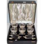 6 PIECE WEBB CORBETT CUT CRYSTAL GRAPEFRUIT SET WITH SPOONS & FITTED PRESENTATION BOX