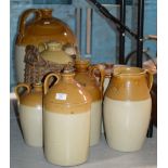 COLLECTION OF VARIOUS OLD CERAMIC BOTTLES & CONTAINERS