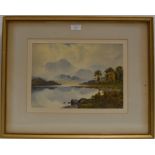 9½" X 13½" GILT FRAMED WATERCOLOUR - LOCH AWE, BY DONALD A. PATON, SIGNED LOWER LEFT