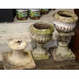 2 GARDEN PLANTERS ON STANDS & 1 OTHER STAND