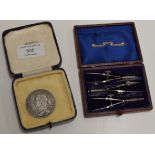 BOXED SET OF STANLEY INSTRUMENTS & RARE OLIVER CROWN DATED 1858