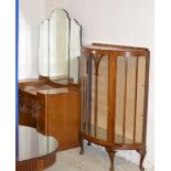 HALF MOON DISPLAY CABINET & OAK DRESSING TABLE