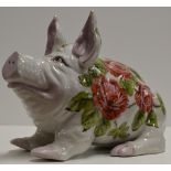 LARGE ROSE PATTERNED PIG IN THE STYLE OF WEMYSS