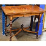 FINE 35" VICTORIAN INLAID ROSEWOOD FOLD OVER GAMES TABLE