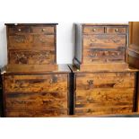 4 PIECE MODERN MAHOGANY BEDROOM SUITE COMPRISING PAIR OF 3 DRAWER CHESTS & PAIR OF 2 OVER 2
