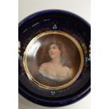 7" DIAMETER EARLY 20TH CENTURY VIENNA PORCELAIN BOWL WITH PORTRAIT OF A YOUNG LADY, MARKED ON BASE