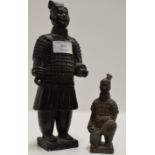 11" MODEL OF CHINESE TERRACOTTA WARRIOR & 5" WARRIOR