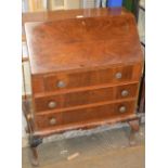 MAHOGANY WRITING BUREAU OVER 3 DRAWERS