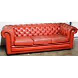 3 SEATER RED CHESTERFIELD COUCH
