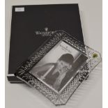 CONTEMPORARY WATERFORD CUT CRYSTAL EASEL PICTURE FRAME WITH PRESENTATION BOX - DIMENSIONS = 10" X