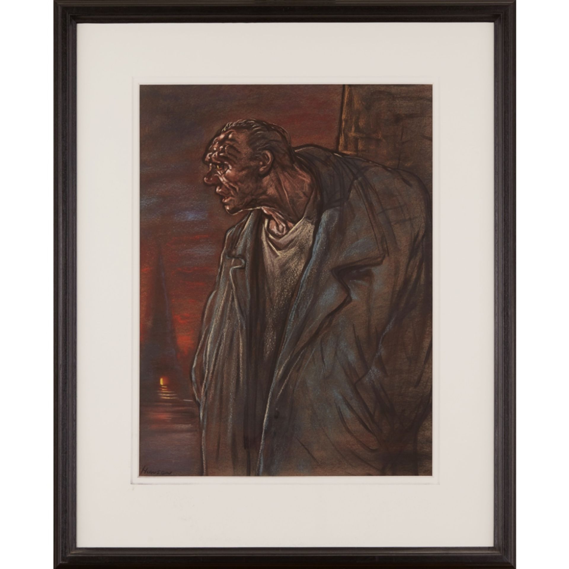 [§] PETER HOWSON (SCOTTISH B.1958)DOSSER - GREEN COAT Signed, pastel60cm x 45cm (23.5in x 17.75in) - Image 2 of 2