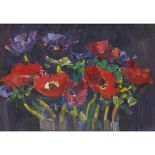 [§] JAMES FULLARTON (SCOTTISH B.1946)ANEMONIES Signed, oil on canvasboard23cm x 33cm (9in x 13in)