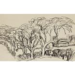 [§] SIR WILLIAM MACTAGGART P.R.S.A., R.S.W. (SCOTTISH 1903-1981)HOUSE THROUGH THE TREES Studio stamp