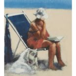 [§] PETER NARDINI (SCOTTISH CONTEMPORARY)BEACH LADY Signed, acrylic43cm x 38cm (17in x 15in)