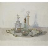 [§] ALEXANDER GOUDIE R.P. (SCOTTISH 1933-2004)DECANTERS 1976-7, signed, oil on canvas68cm x 72cm (