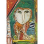[§] JOHN BELLANY C.B.E., R.A., H.R.S.A. (SCOTTISH 1942-2013)THE OWL Signed, oil on canvas68cm x 48cm