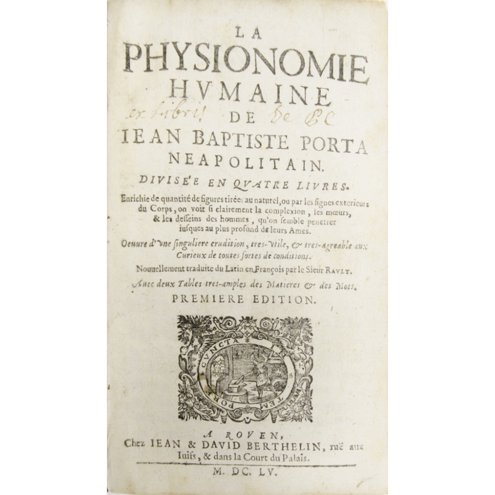 PORTA, GIOVANNI BATTISTA DELLALA PHYSIONOMIE HUMAINE Nouvellement traduite en François par le - Image 2 of 3