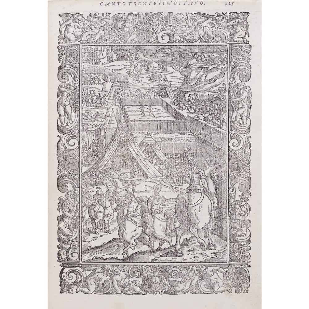 ARIOSTO, LUDOVICOORLANDO FURIOSO Venice: Heredi di Vincenzo Valgrisi, 1580. 8vo, [16], 654, [32], - Image 3 of 4
