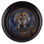 W* R*GOTHIC REVIVAL POTTERY ROUNDEL, CIRCA 1880 modelled in relief as a portrait of a young man,