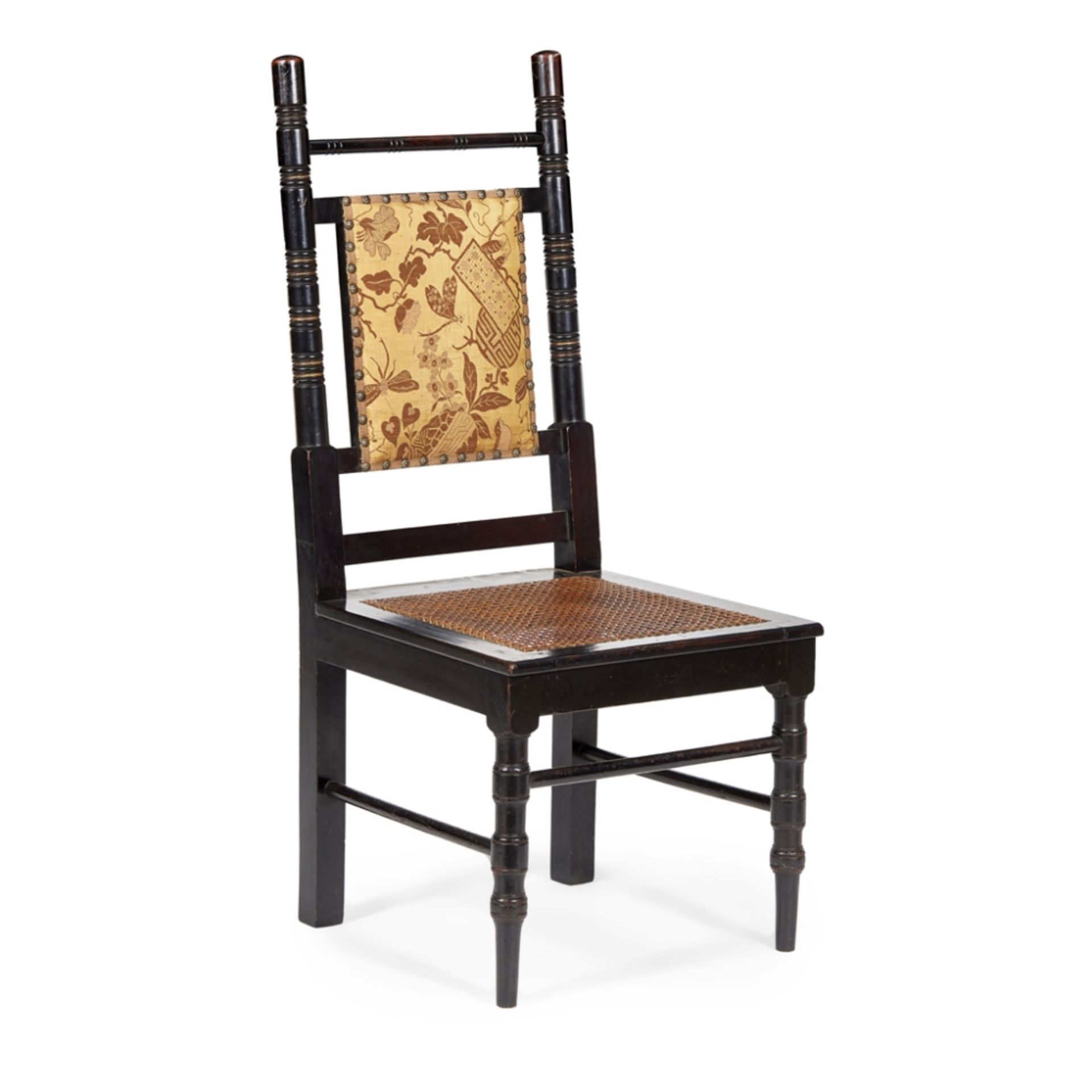 EDWARD WILLIAM GODWIN (1833-1886) FOR WILLIAM WATTEBONISED SIDE CHAIR, CIRCA 1880 with turned