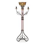 JOHN HARDMAN & CO.GOTHIC REVIVAL FLOOR STANDING CANDELABRA AND FLOWER DISPLAY STAND, CIRCA 1860