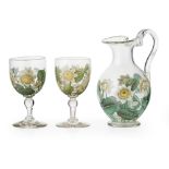 W.H.B. & J. RICHARDSON, STOURBRIDGERARE GLASS WATER JUG AND TWO MATCHING GOBLETS, CIRCA 1850 each