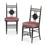 COLLINSON & LOCK, LONDONPAIR OF AESTHETIC MOVEMENT EBONISED SIDE CHAIRS, CIRCA 1880 each with turned