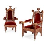 WILLIAM WHITE, FSA (1825–1900) FOR BISHOPS COURTTWO GOTHIC REVIVAL OAK ARMCHAIRS, CIRCA 1860