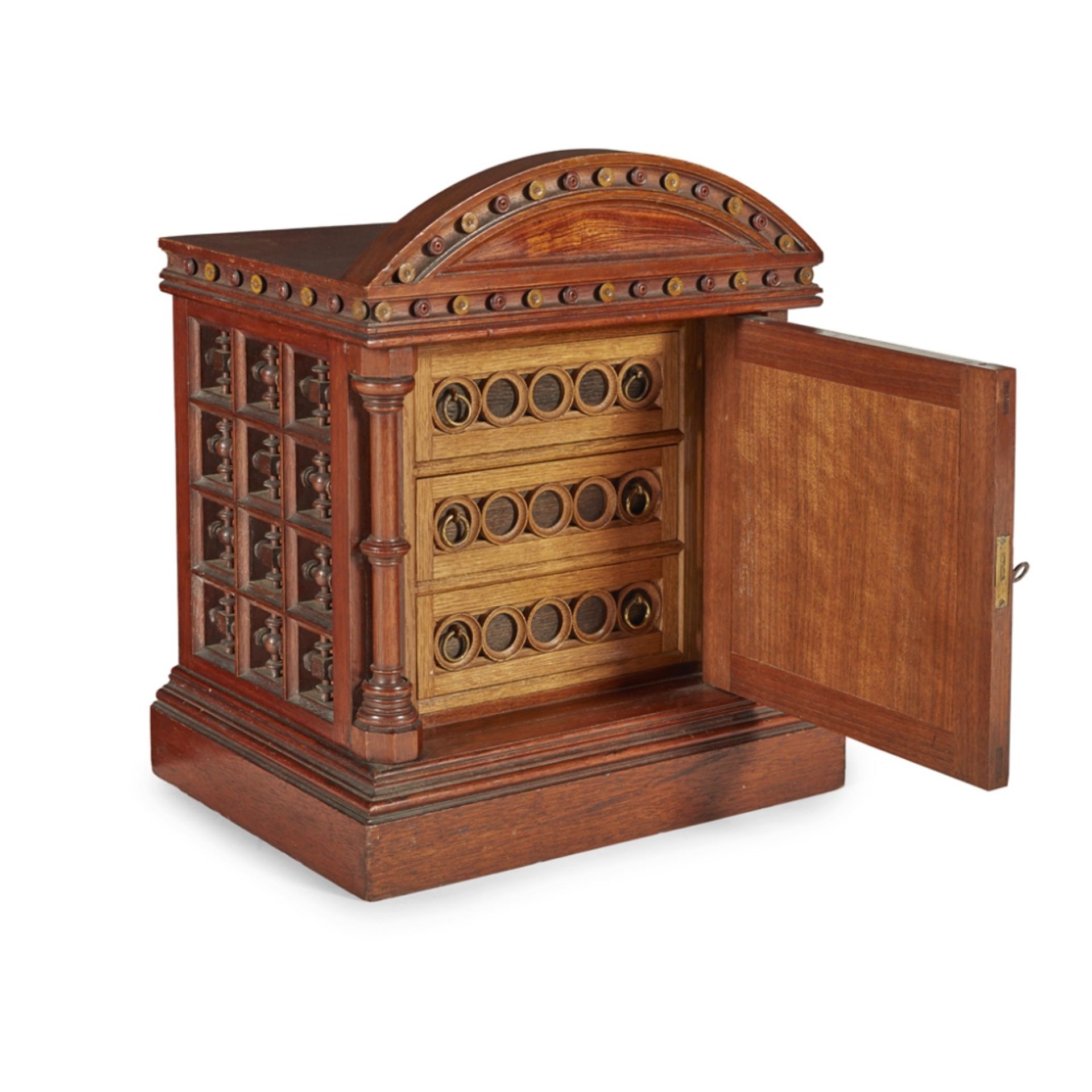 MANNER OF WILLIAM BURGESMAHOGANY AND ROSEWOOD TABLE CABINET, CIRCA 1880 of rectangular section, - Image 2 of 3