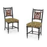 AESTHETIC MOVEMENTPAIR OF EBONISED SIDE CHAIRS, CIRCA 1880 each with a reeded back enclosing a