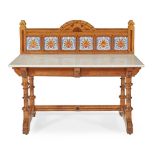 JOHN POLLARD SEDDON (1827-1906)GOTHIC REVIVAL INLAID OAK WASHSTAND, CIRCA 1870 inlaid with