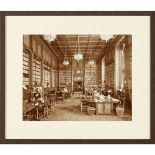 PALACE OF WESTMINSTERPHOTOGRAPH OF THE HOUSE OF COMMONS LIBRARY INTERIOR, CIRCA 1890 later framed