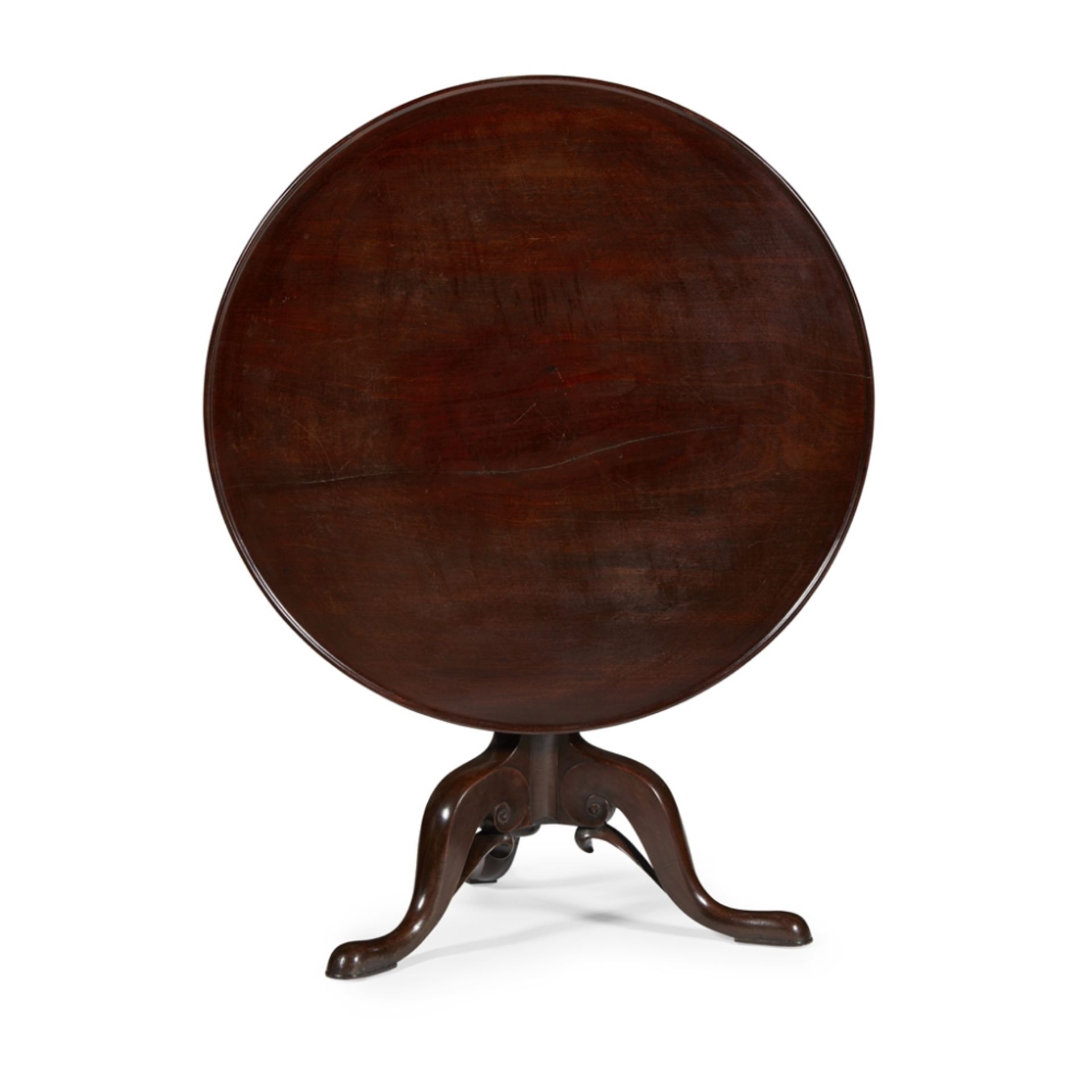 GEORGE III MAHOGANY BIRDCAGE TEA TABLE18TH CENTURY the dished circular top above a birdcage and - Image 2 of 2