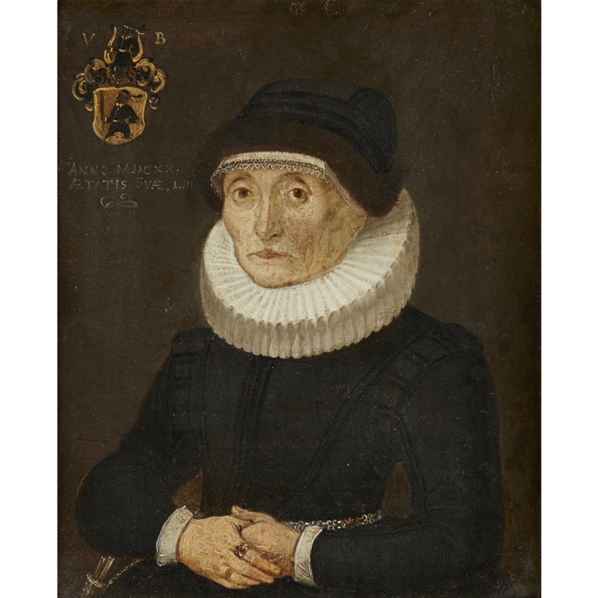 17TH CENTURY BRITISH SCHOOLPORTRAIT OF A LADY Inscribed, oil on board14.5cm x 12cm (5.75in x 4.